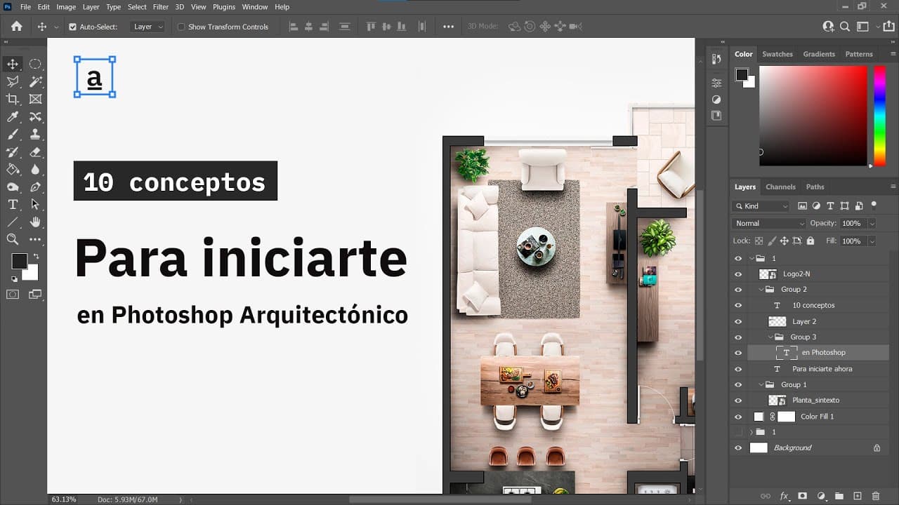 Thumbnail del video: Arquitectura: 10 conceptos para iniciarte AHORA en Photoshop